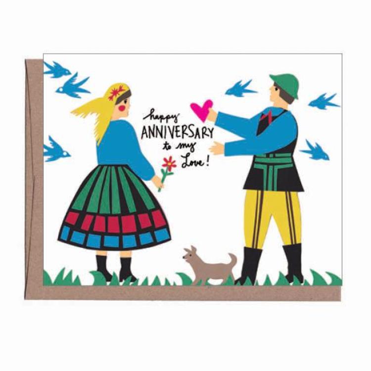 Folk Anniversary Card