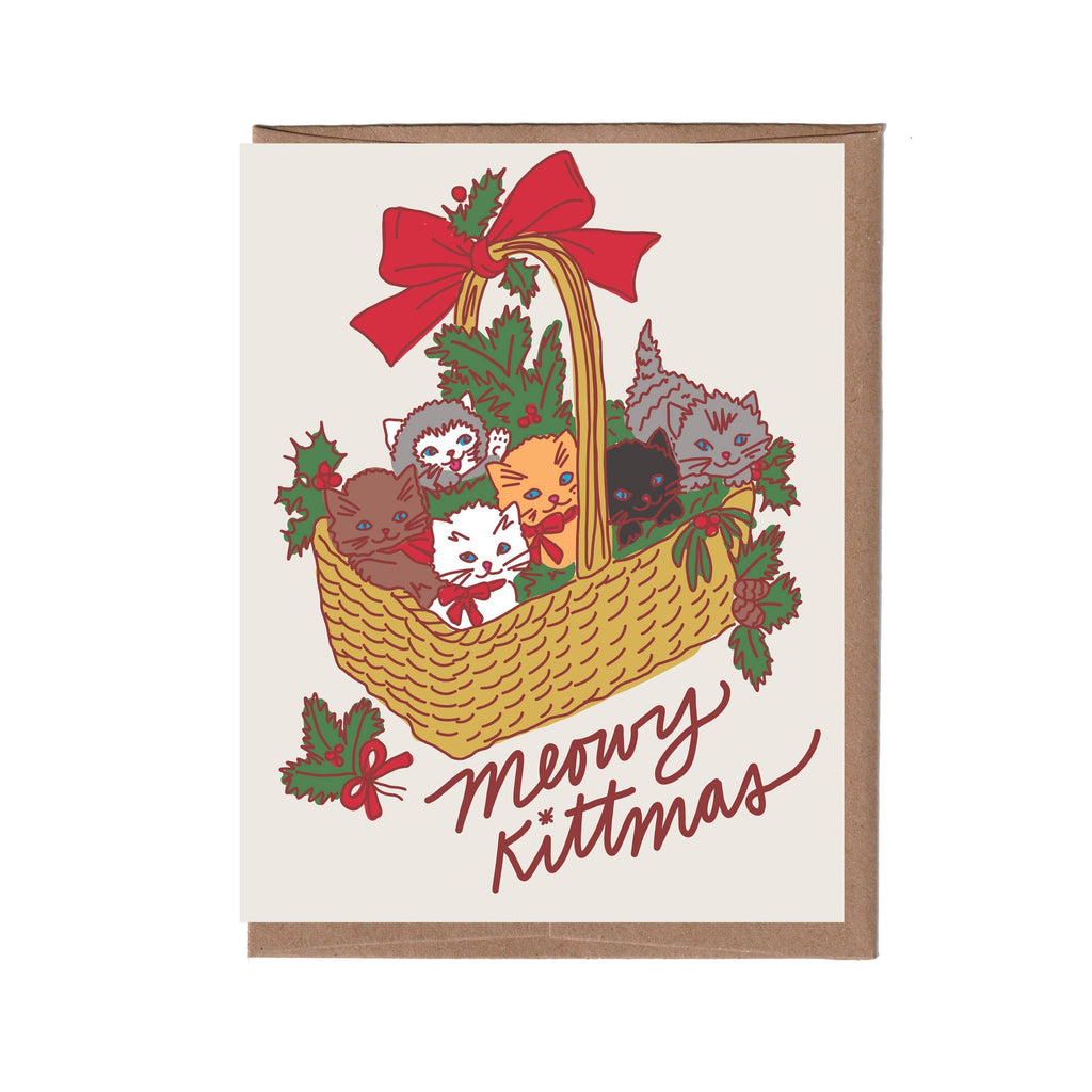 Vintage Cats Basket Holiday Card