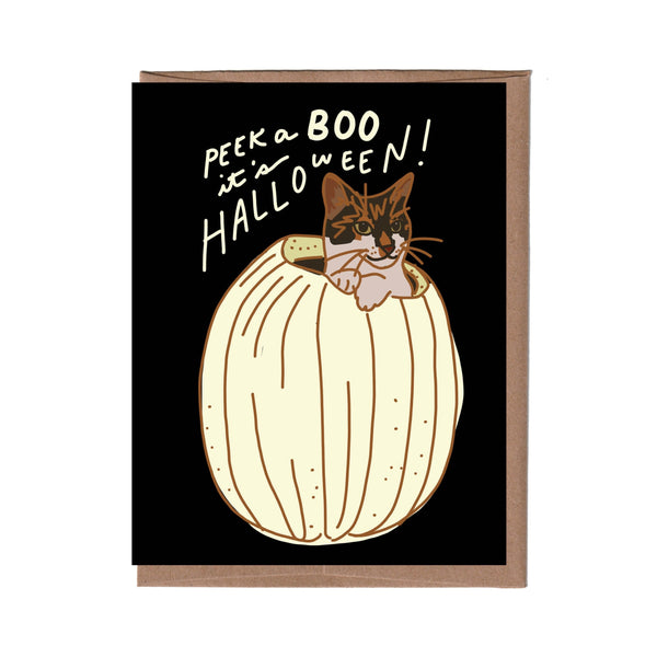 Scratch & Sniff White Pumpkin Cat Halloween Card