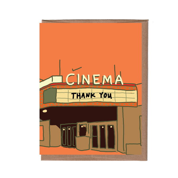 Card with a cinema design and 'Thank You' message on an orange background