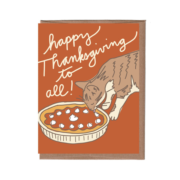 Scratch & Sniff Cat with Pie Thanksgiving Card