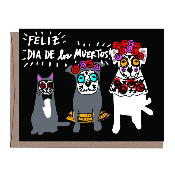 Dia De Los Muertos Pets Halloween Card