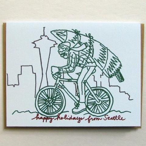Seattle Winter Bike Holiday Card