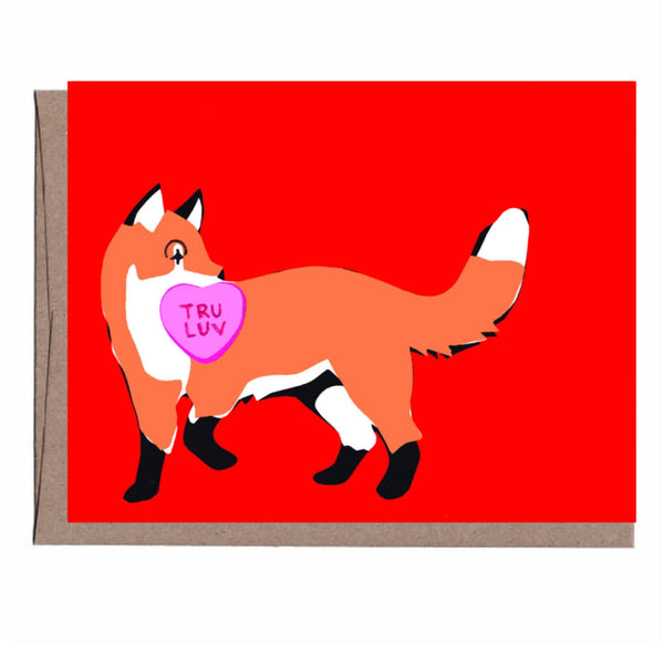 Candy Heart Fox Valentine's Card